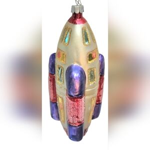 Christopher Radko TO THE MOON Blown Glass Christmas Tree Ornament, 7"